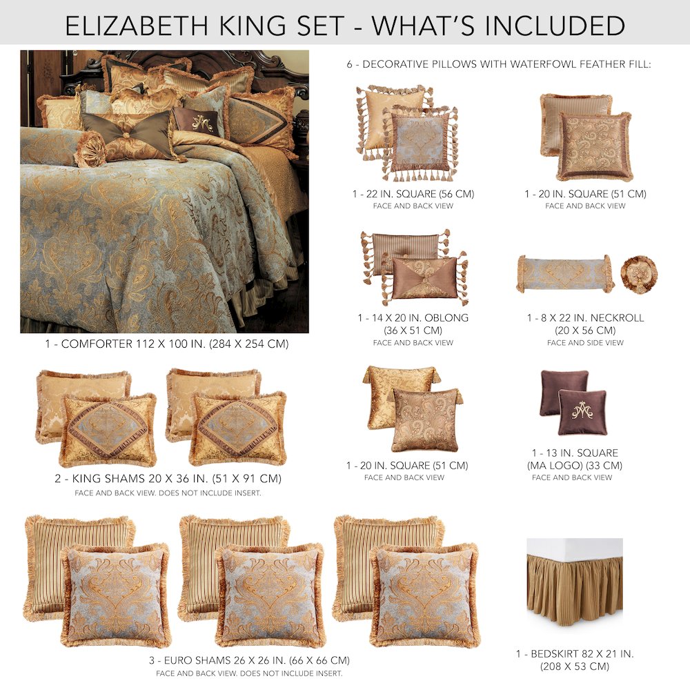 Elizabeth 12-Piece Queen Comforter Set - Aqua