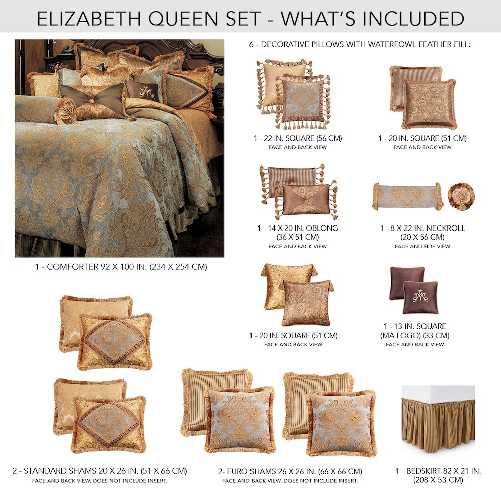 Elizabeth 12-Piece Queen Comforter Set - Aqua