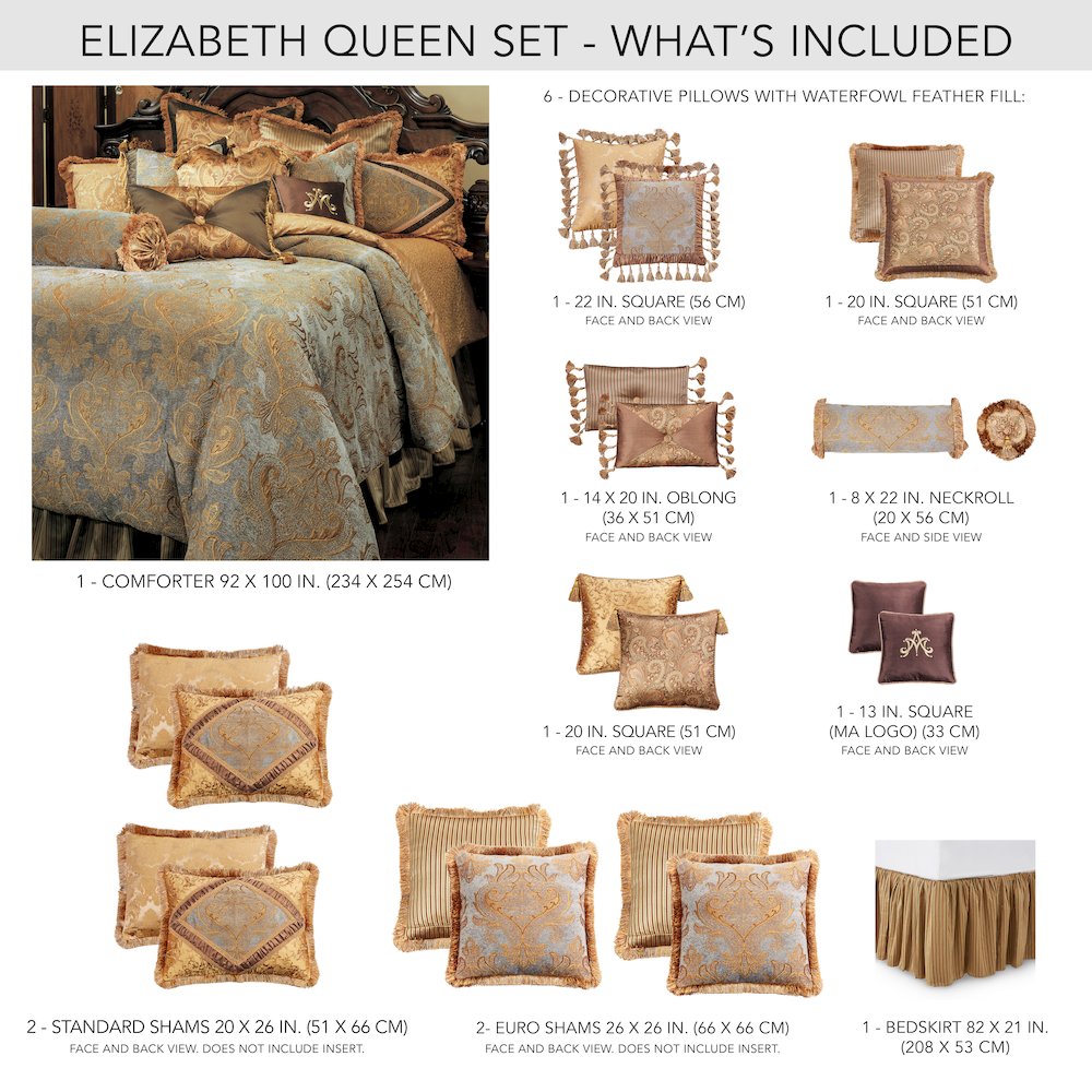 Elizabeth 12-Piece Queen Comforter Set - Aqua