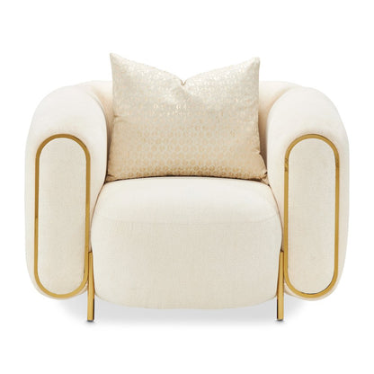 Sassani Accent Chair - Crepe/Gold