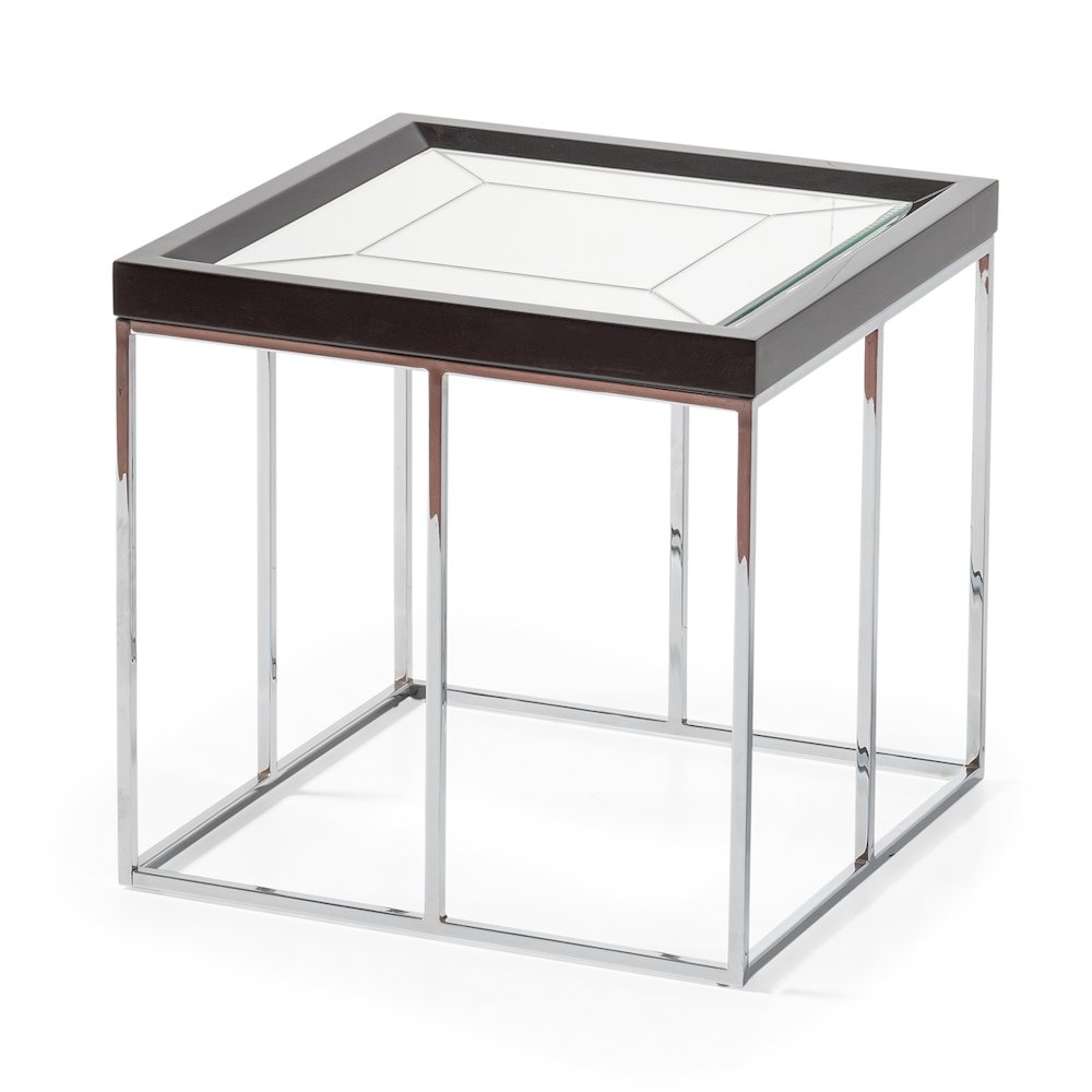 Carmela End Table - Glossy Charcoal Sand