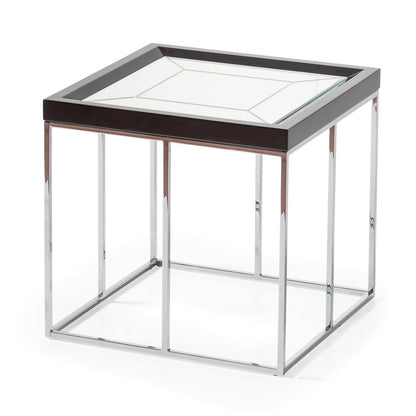 Carmela End Table - Glossy Charcoal Sand