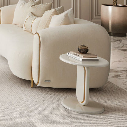 Sassani Accent Table - Pearl White/Gold