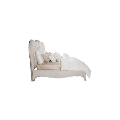 London Place Cal. King Velvet Panel Bed - Creamy Pearl