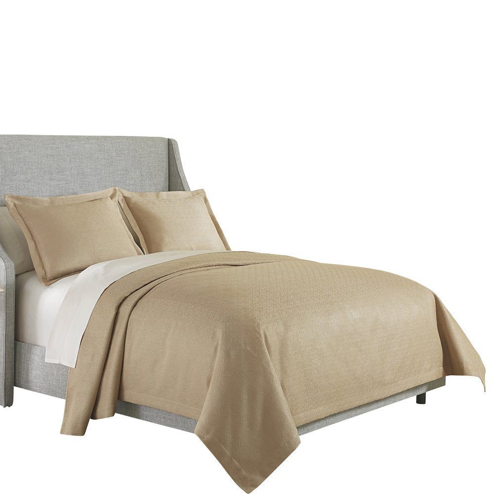Alton 3-Piece Queen Bed Throw/Coverlet Set - Gold