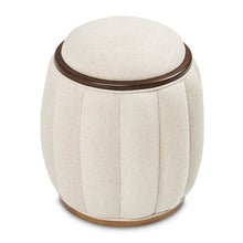 Camellia Field Round Bench - Linen/Warm Pecan