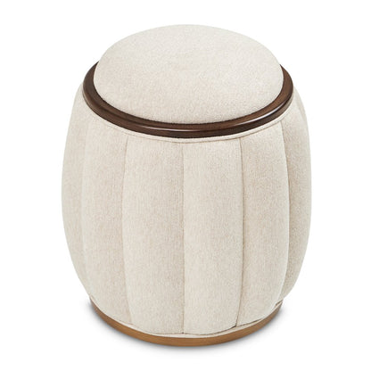 Camellia Field Round Bench - Linen/Warm Pecan