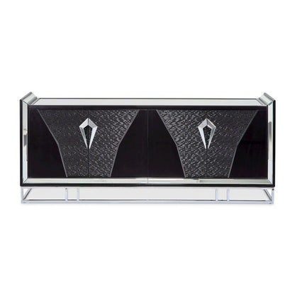 Carmela Console Table - Glossy Charcoal Sand