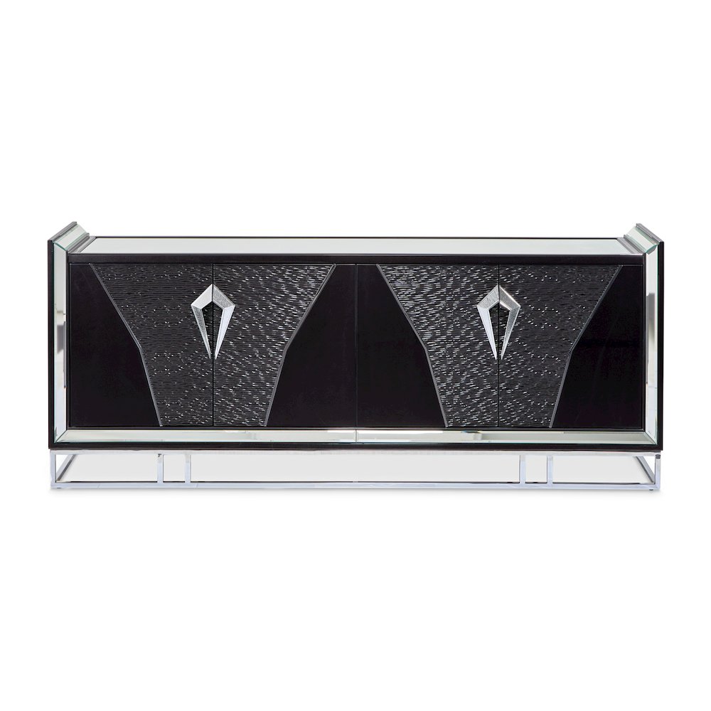 Carmela Console Table - Glossy Charcoal Sand