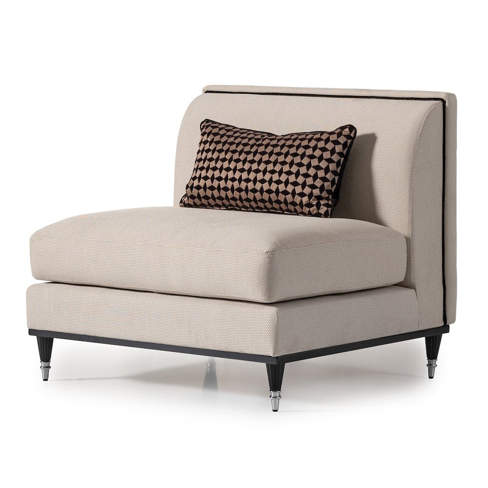 La Francaise Armless Accent Chair - Cafe au Lait/Black