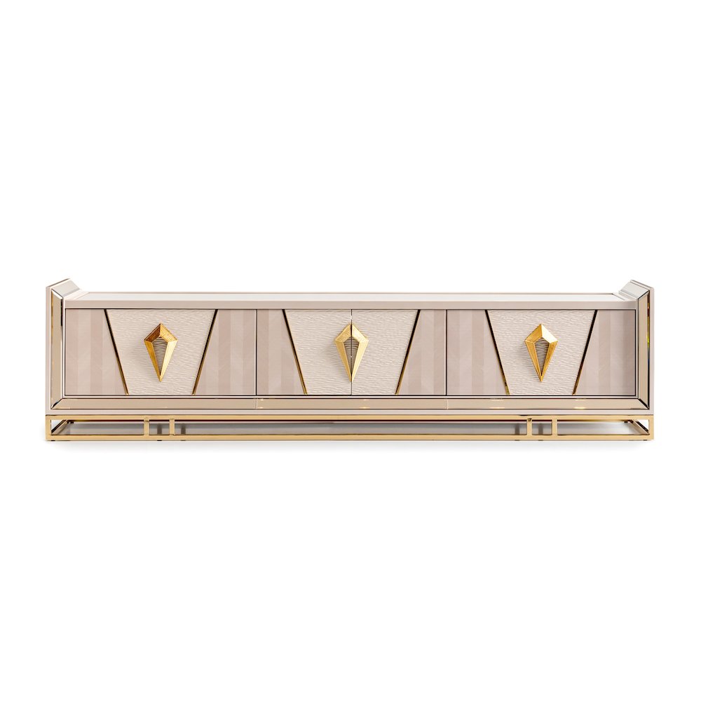 Carmela Media Cabinet - Shimmer Ivory