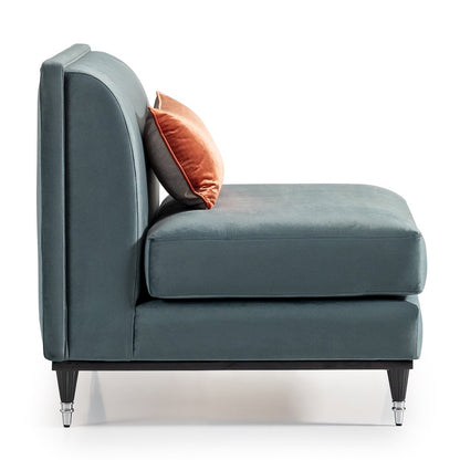 La Francaise Armless Accent Chair - Azure/Black