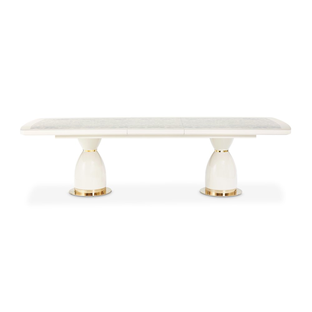 Lisbon Double Pedestal Dining Table - Silken Matte Cream