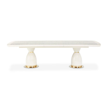 Lisbon Double Pedestal Dining Table - Silken Matte Cream