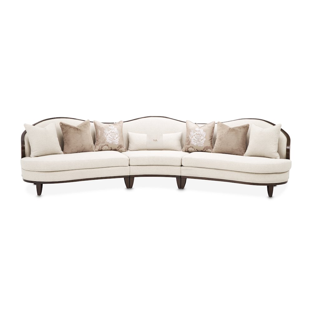 Camellia Field 3-Piece Chenille Sofa - Linen/Warm Pecan