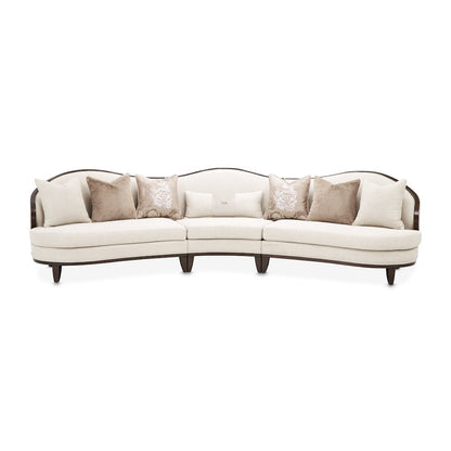 Camellia Field 3-Piece Chenille Sofa - Linen/Warm Pecan