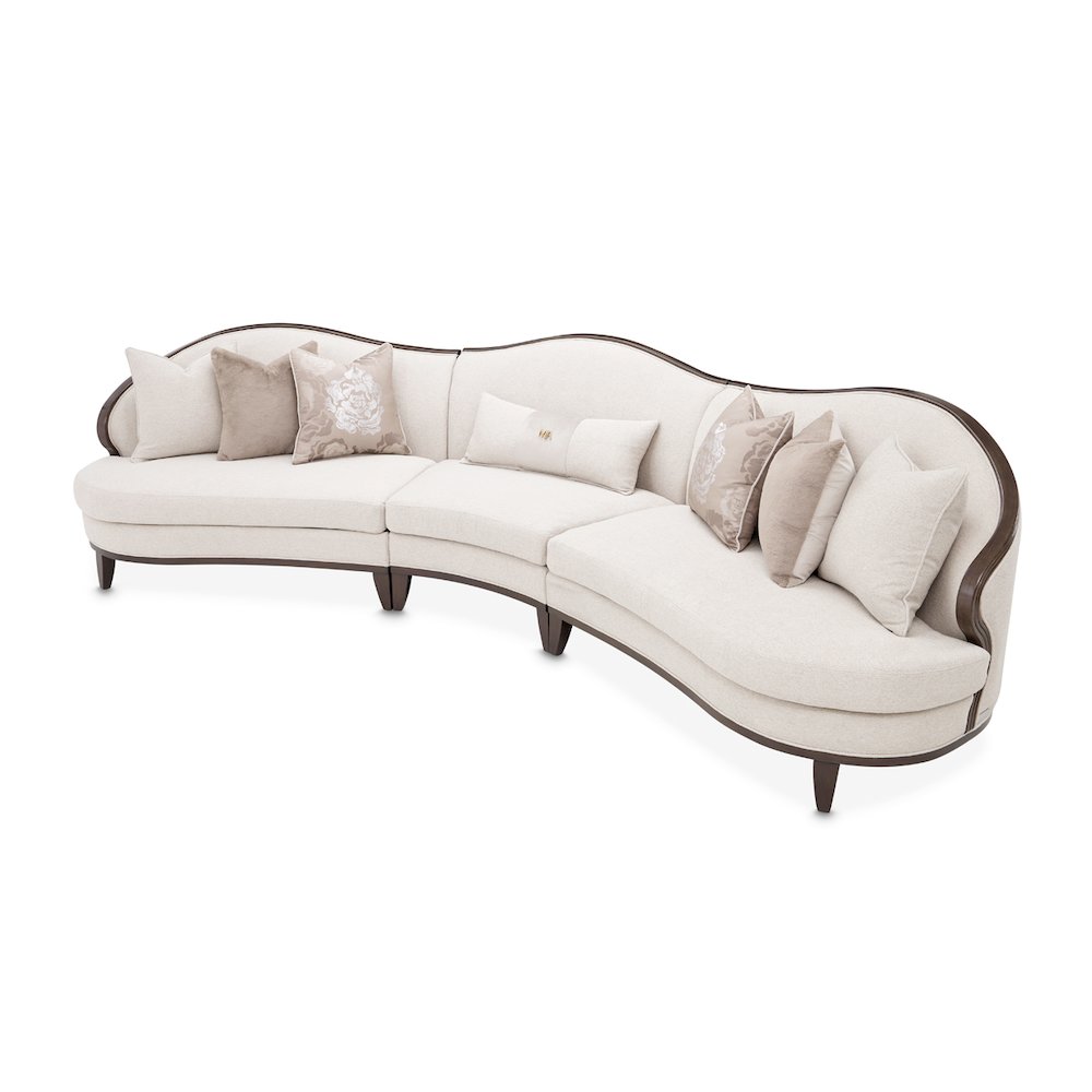 Camellia Field 3-Piece Chenille Sofa - Linen/Warm Pecan