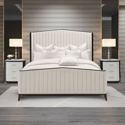 Paris Chic Queen Channel Tufted Panel Bed - Espresso