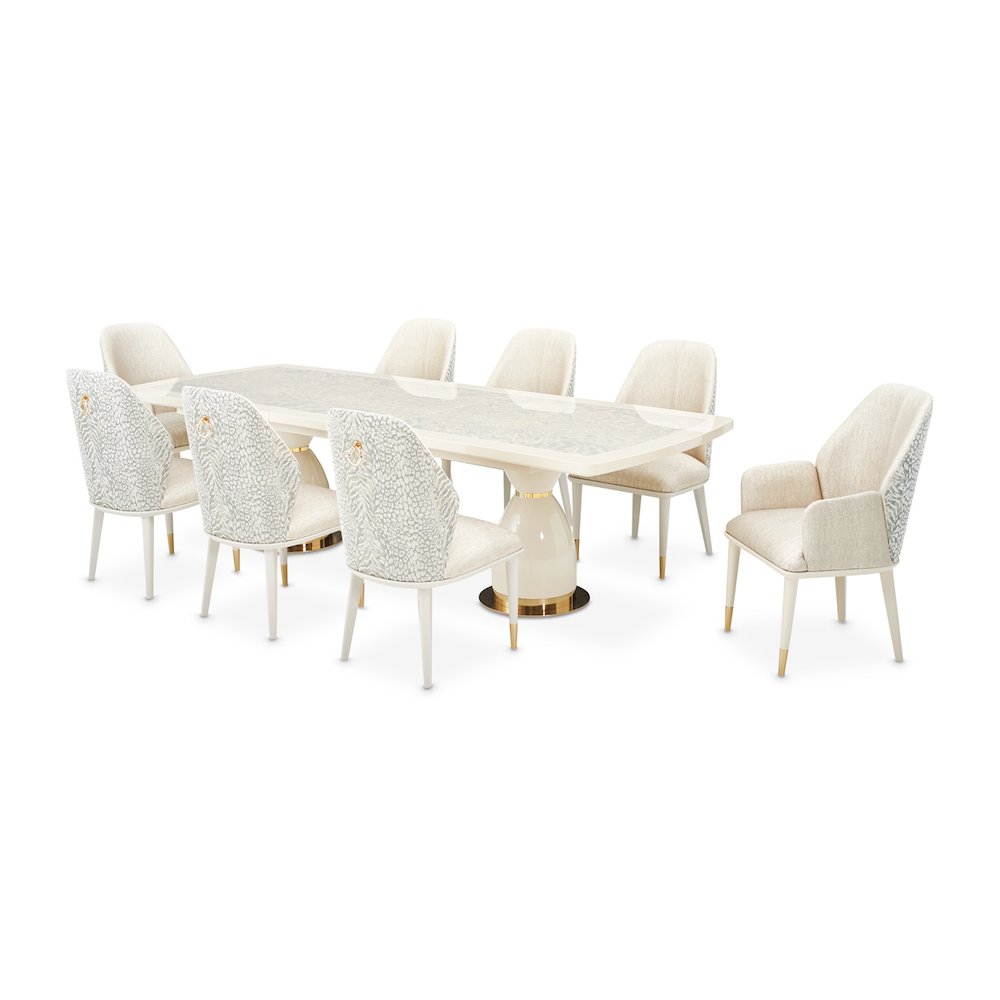 Lisbon Double Pedestal Dining Table - Silken Matte Cream