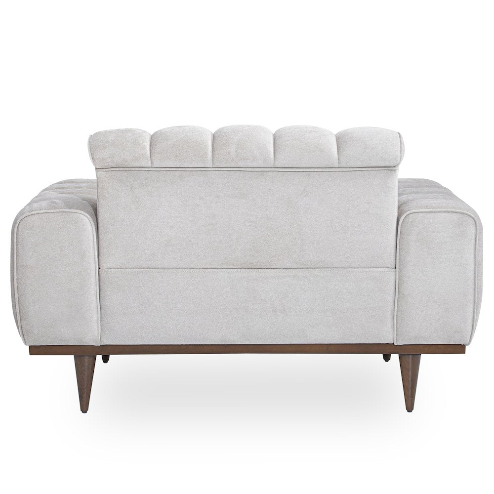 Balboa Chenille Chair and a Half - Shell Gray/Warm Walnut
