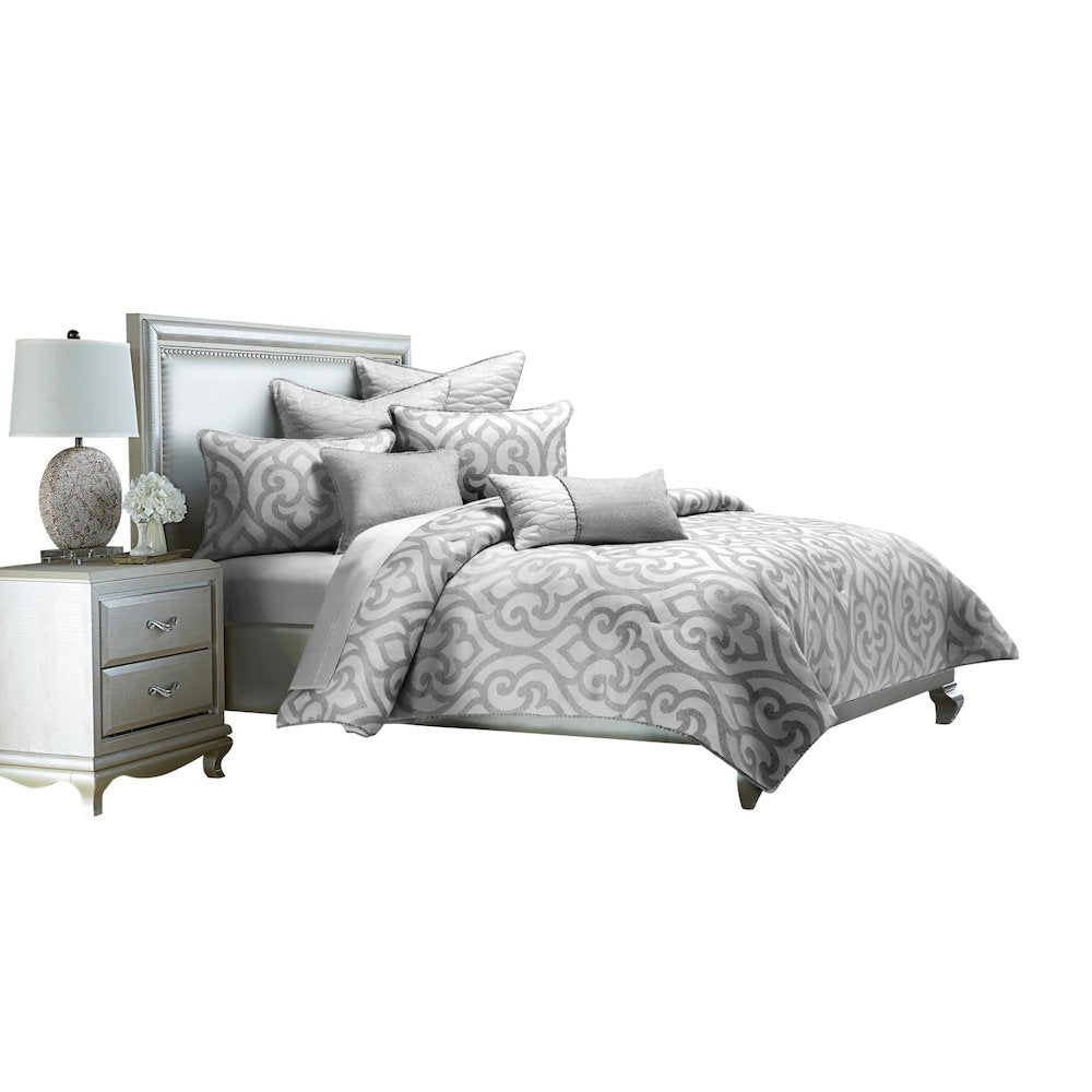 Canterbury 7-Piece Queen Comforter Set - Silver