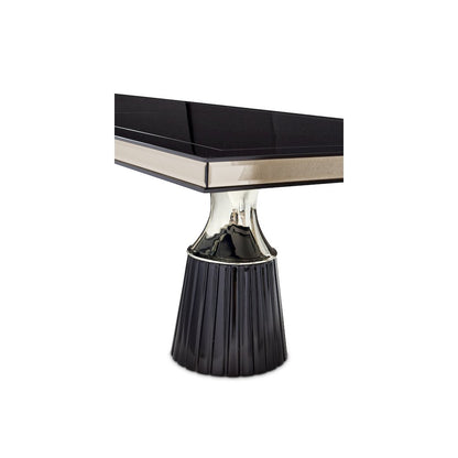 Carmela Double Pedestal Dining Table - Glossy Charcoal Sand