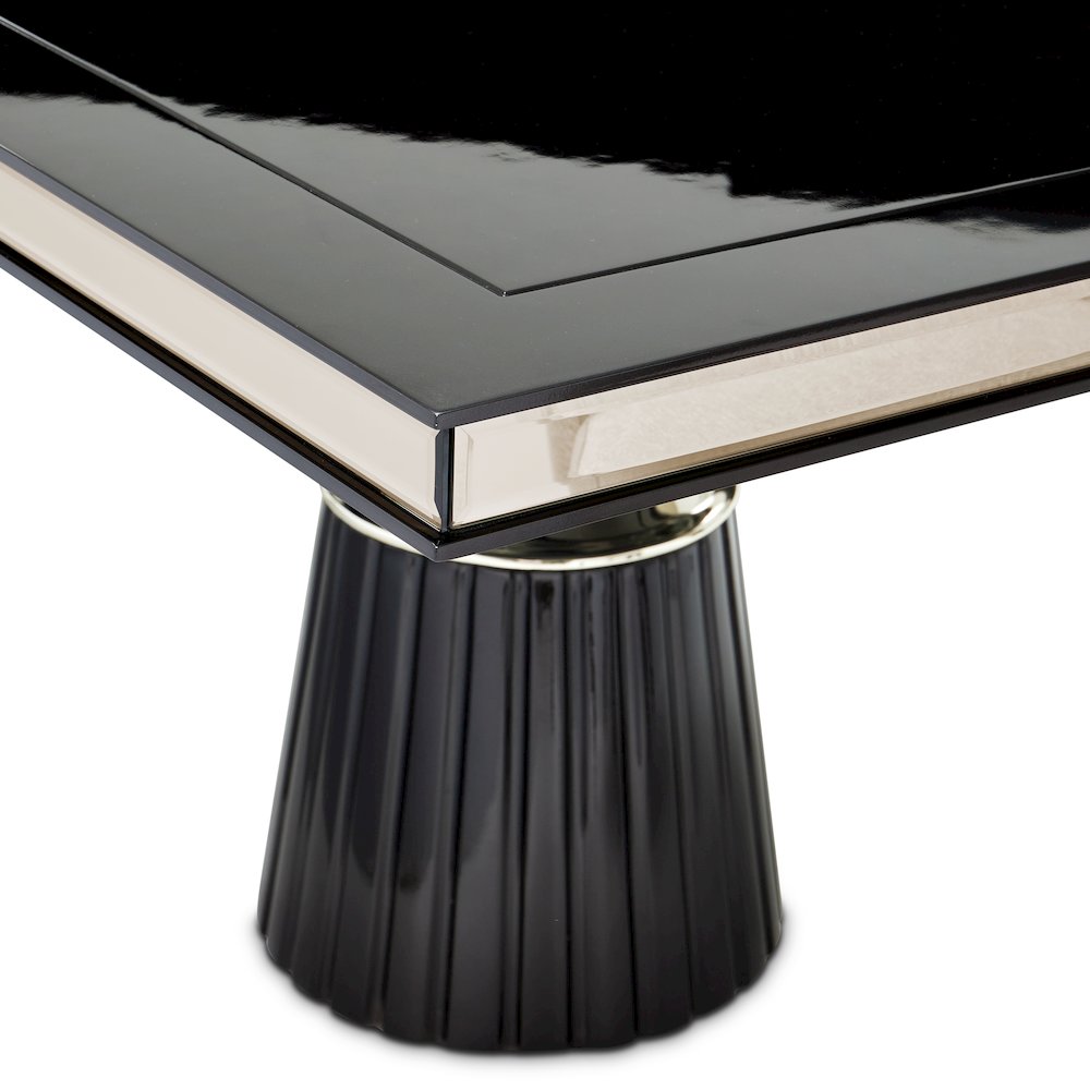 Carmela Double Pedestal Dining Table - Glossy Charcoal Sand