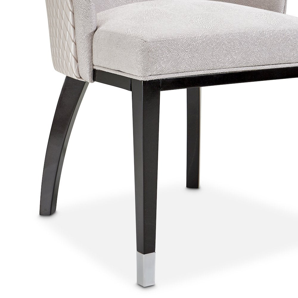 Carmela Dining Arm Chair - Glossy Charcoal Sand Set of 2