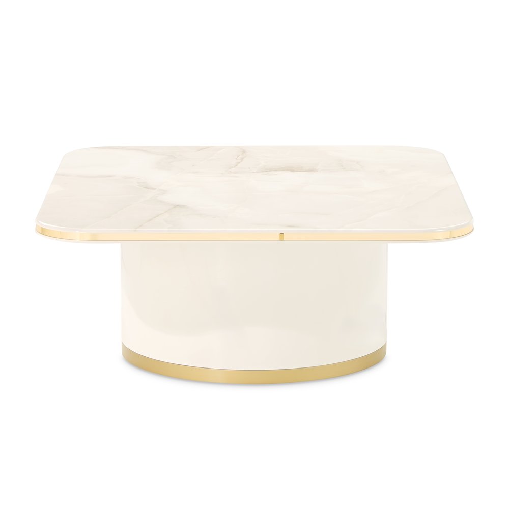 Gineverra Rectangular Cocktail Table - Ivory/Gold