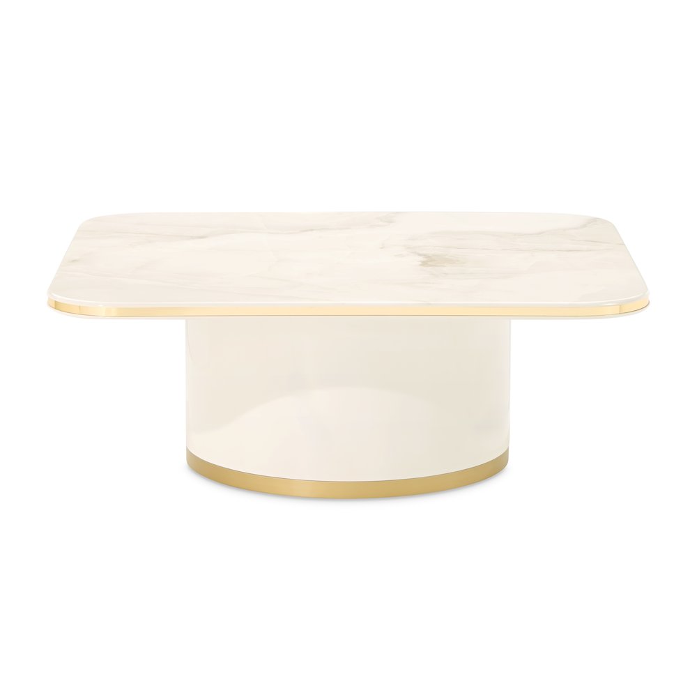 Gineverra Rectangular Cocktail Table - Ivory/Gold