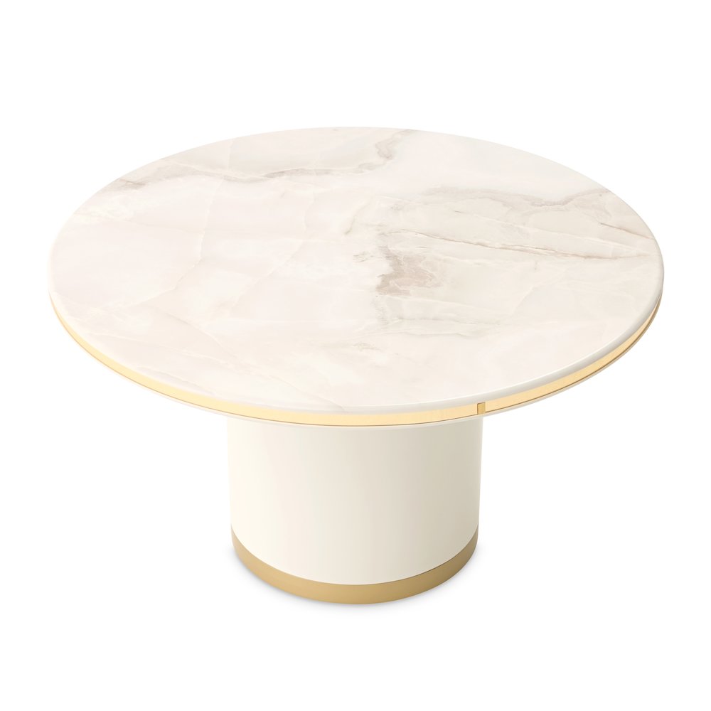 Gineverra Round Cocktail Table - Ivory Gold