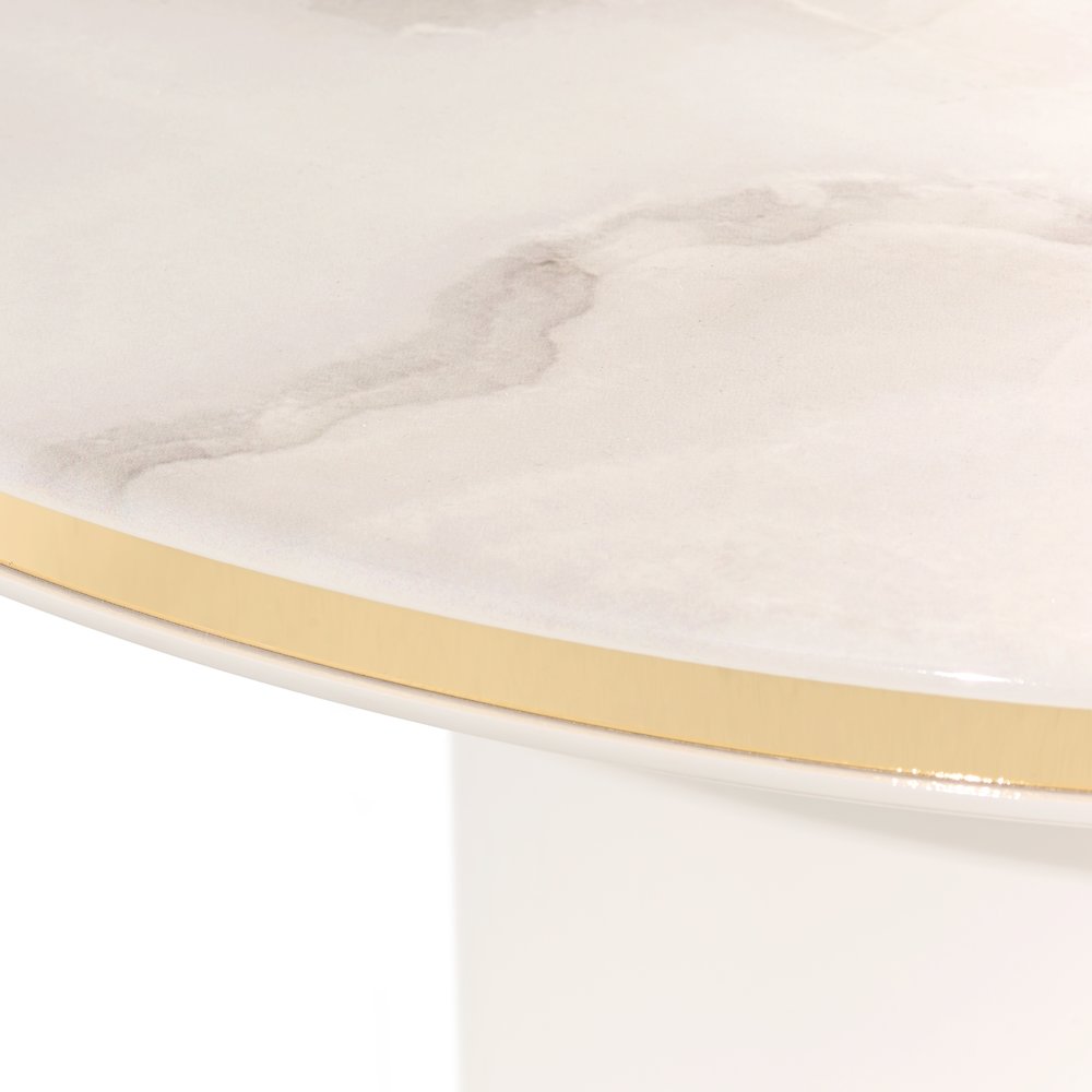 Gineverra Round Cocktail Table - Ivory Gold
