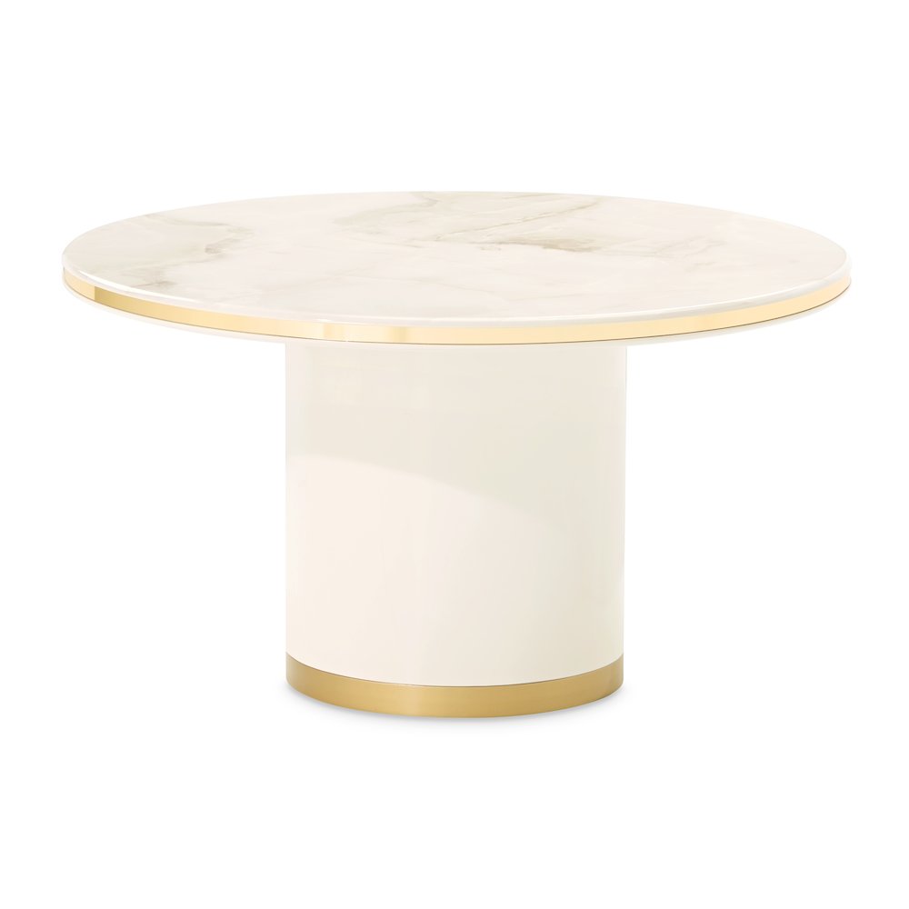 Gineverra Round Cocktail Table - Ivory Gold