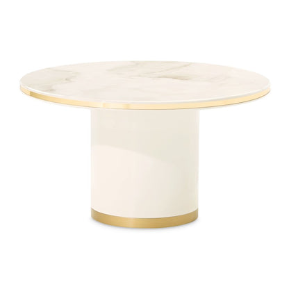 Gineverra Round Cocktail Table - Ivory Gold