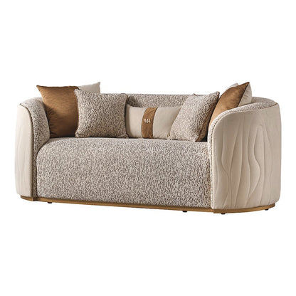 Gineverra Loveseat - Biscotti/Ivory Gold