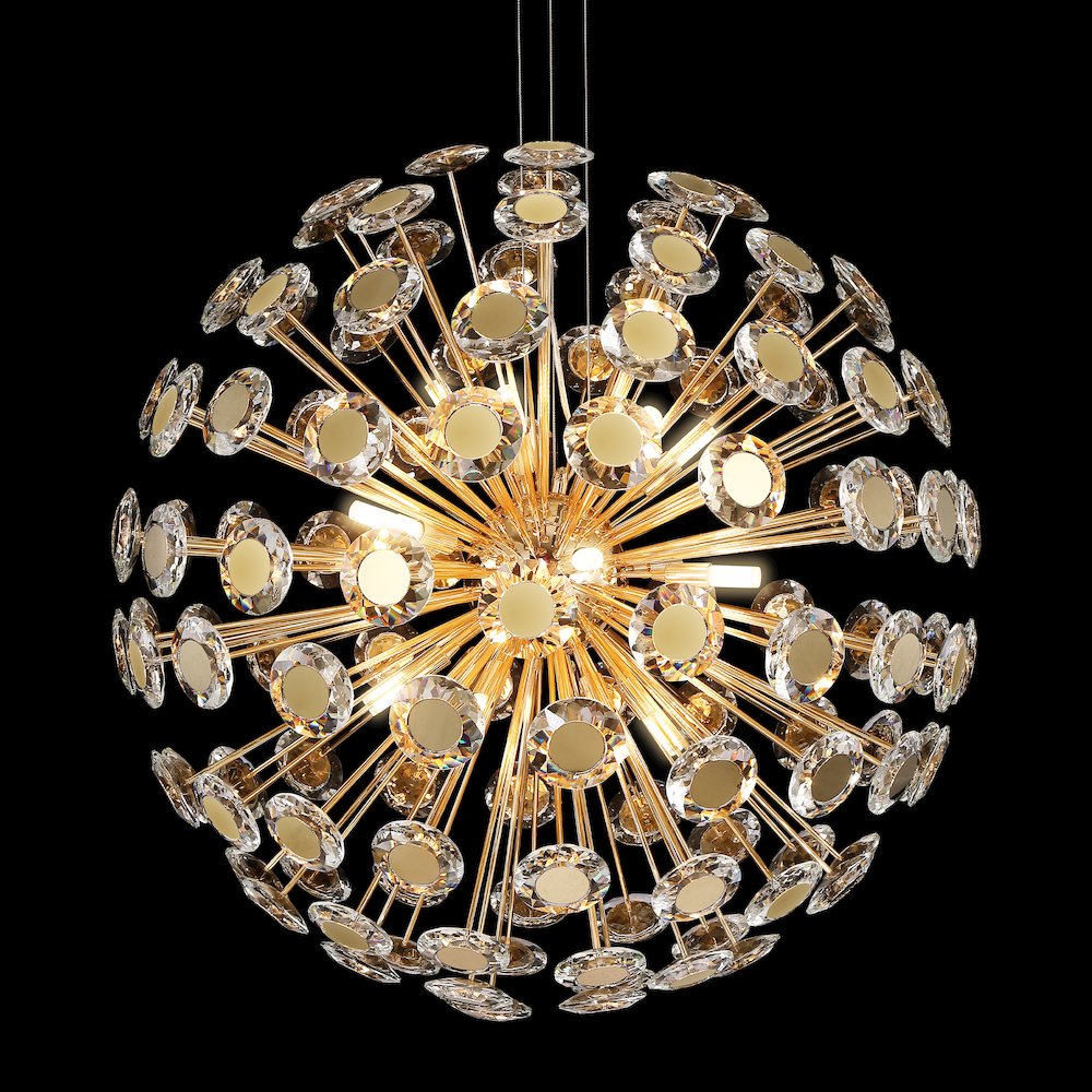 Pendant 18 Light-Round Crystal Chandelier - Gold