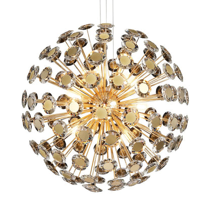 Pendant 18 Light-Round Crystal Chandelier - Gold
