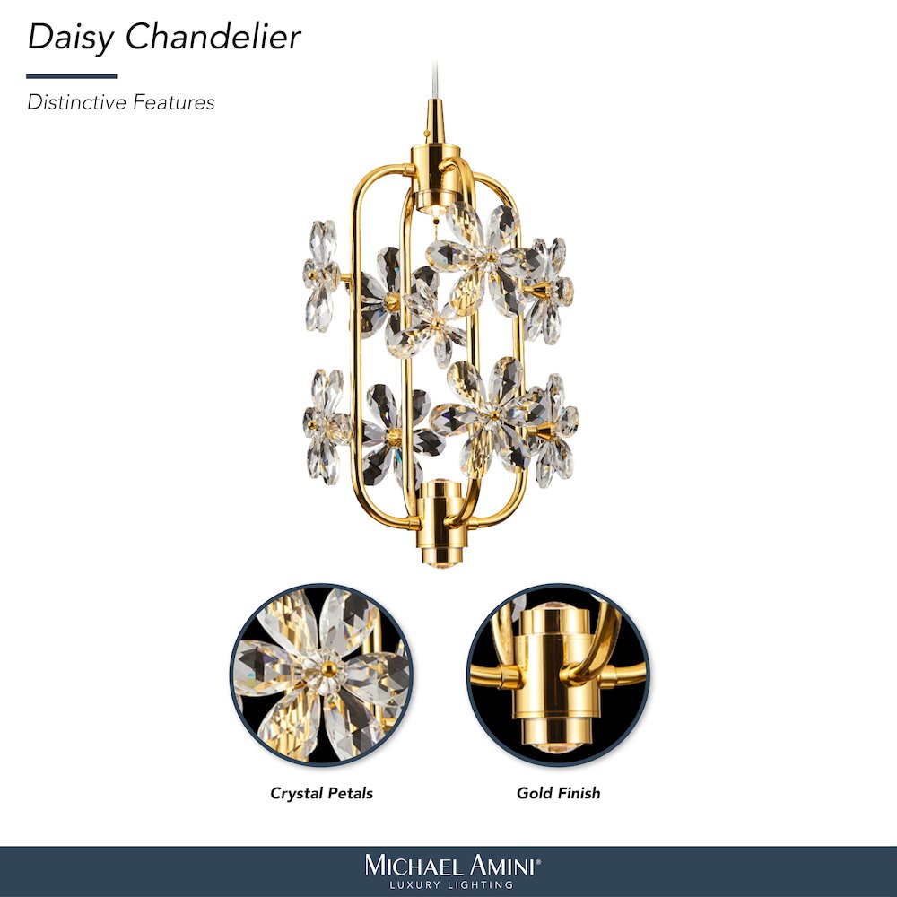 Daisy 20" Crystal LED Chandelier - Gold