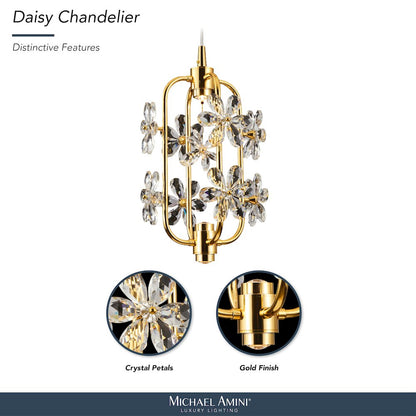 Daisy 20" Crystal LED Chandelier - Gold