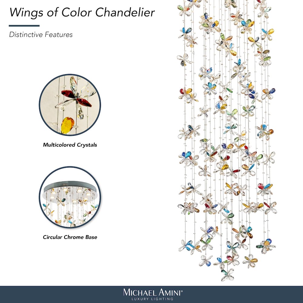 Wings of Color Crystal LED Chandelier