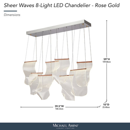 Sheer Waves 8-Light Modern LED Chandelier - Chrome