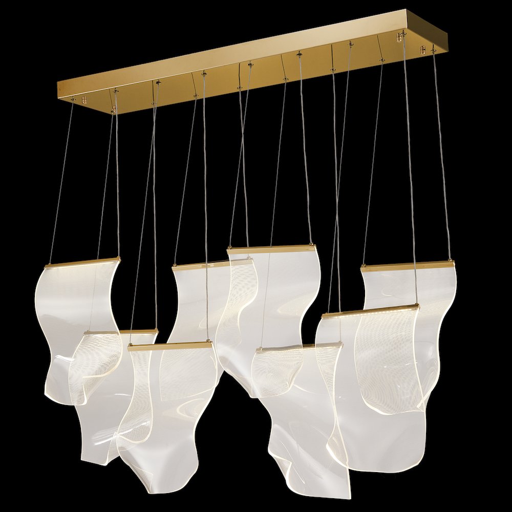 Sheer Waves 8-Light Modern LED Chandelier - Gold