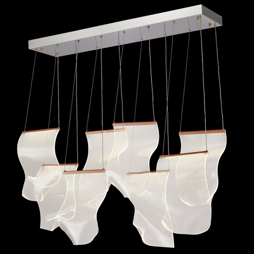 Sheer Waves 8-Light Modern LED Chandelier - Rose Gold
