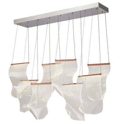 Sheer Waves 8-Light Modern LED Chandelier - Rose Gold