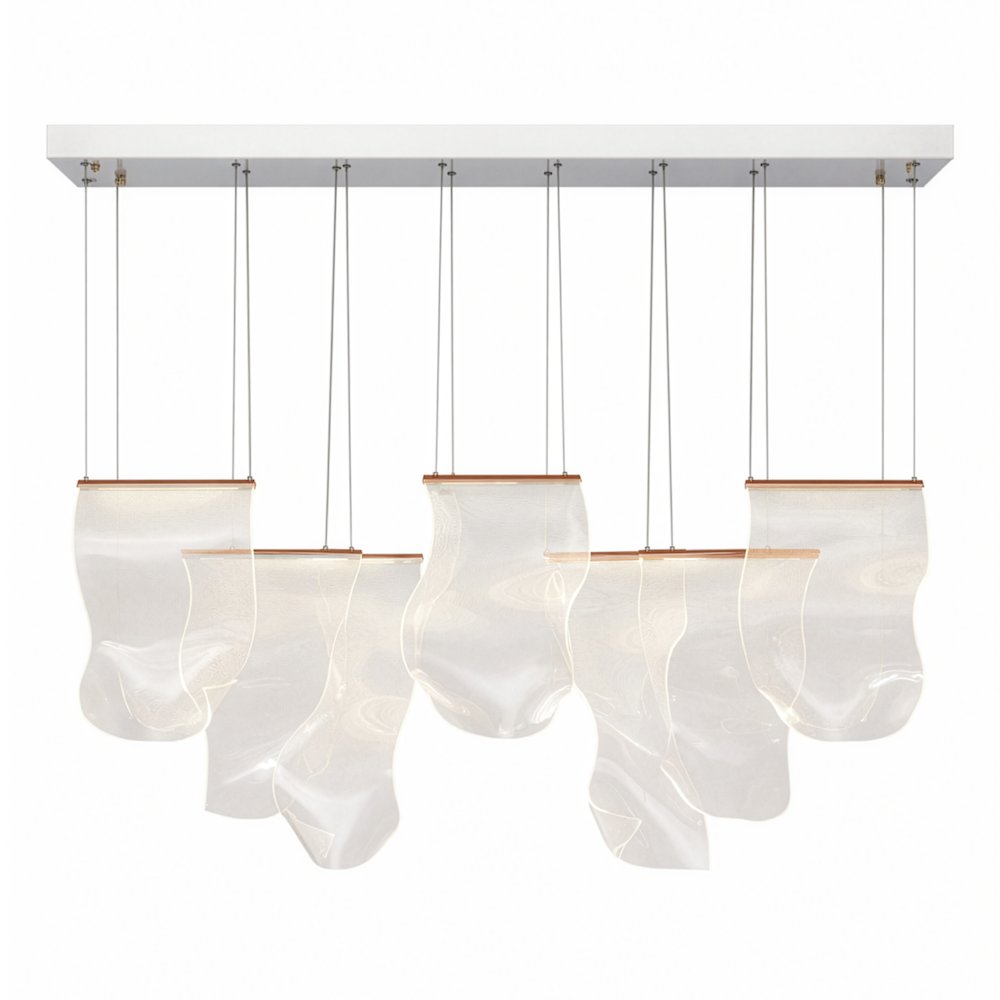 Sheer Waves 8-Light Modern LED Chandelier - Rose Gold
