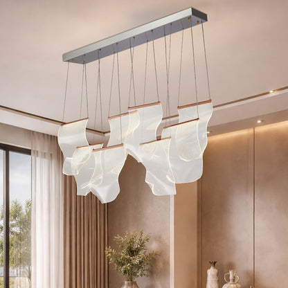 Sheer Waves 8-Light Modern LED Chandelier - Rose Gold