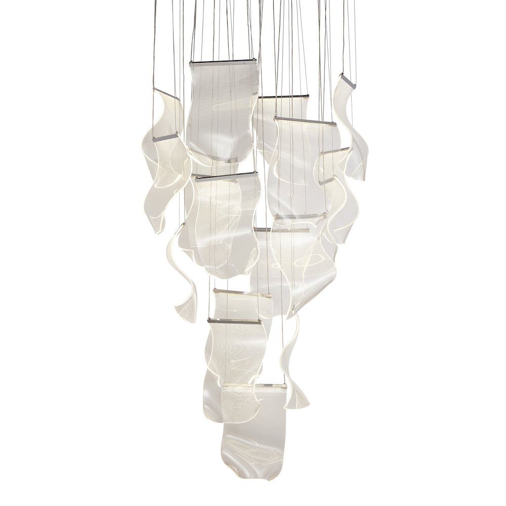 Sheer Waves 18-Light Modern LED Chandelier - Chrome