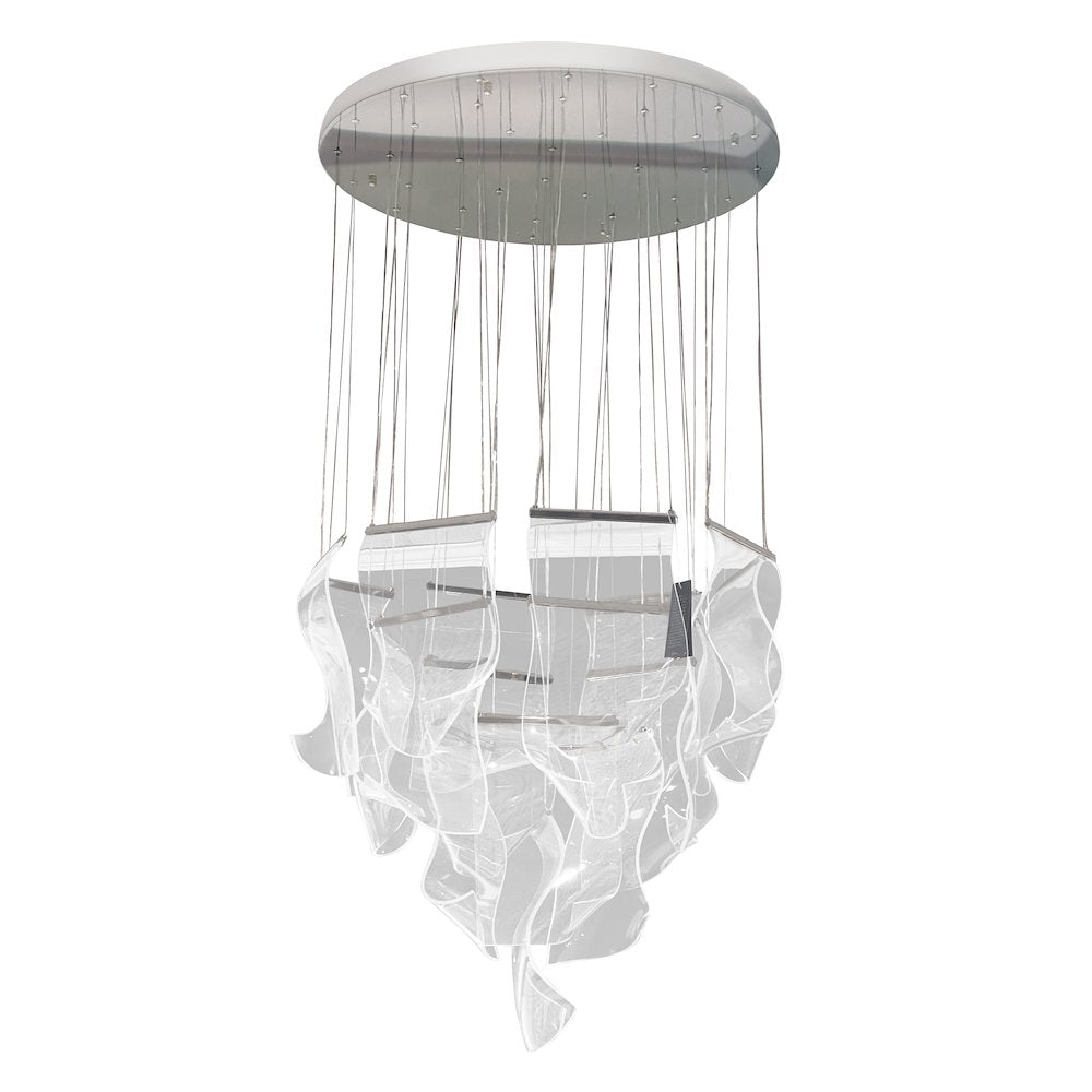 Sheer Waves 18-Light Modern LED Chandelier - Chrome