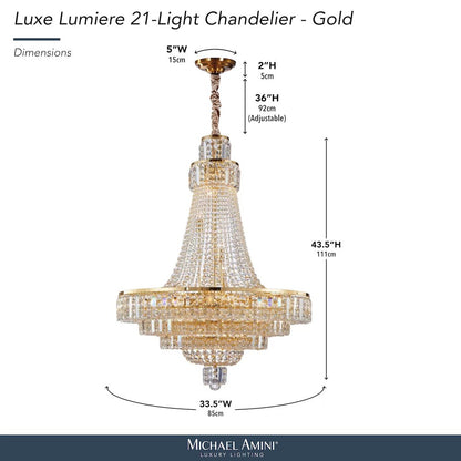 Luxe Lumiere 21-Light Crystal Chandelier - Gold