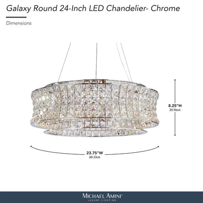 Galaxy 24" Round LED Crystal Chandelier - Chrome